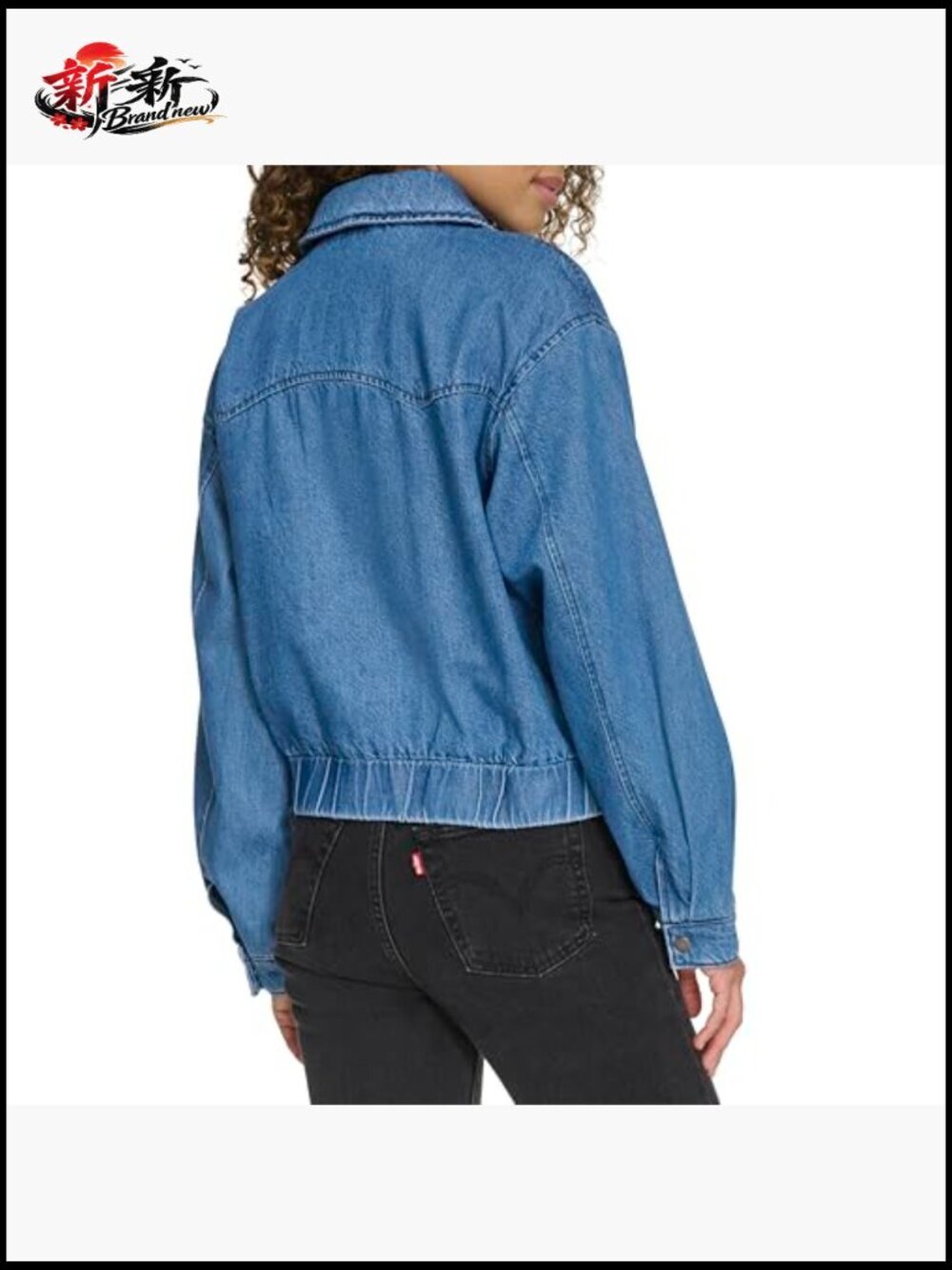 Western Denim Bomber Jacket with Arcuate Stitching - Picture 4 of 7